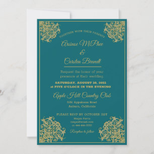 Elegante invitación a la boda dorada