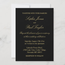 Elegante Invitación a la Boda Dorada del Negro