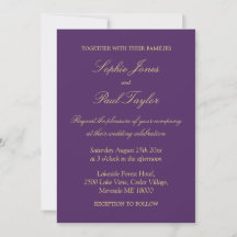 Elegante Invitación a la Boda Dorada Morada Dorada