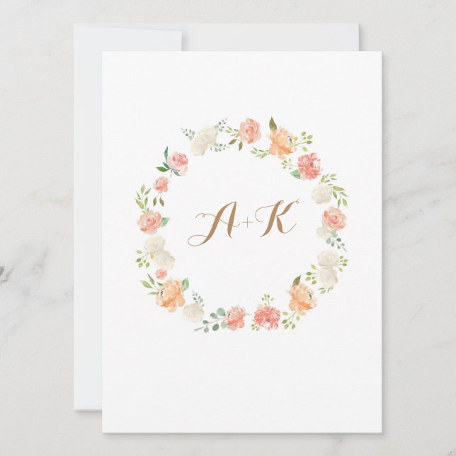 Elegante invitación a la boda en acuarela con flor (Anverso)