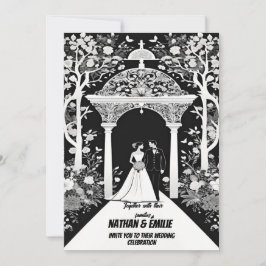 Elegante invitación a la boda en blanco y negro