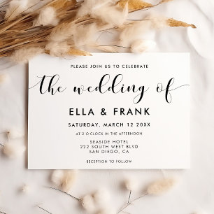 Elegante invitación a la boda en blanco y negro