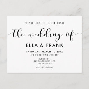Elegante invitación a la boda en blanco y negro