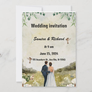 Elegante invitación a la boda en el jardín"