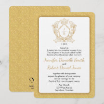 Elegante Invitación a la Boda en Monograma de Oro