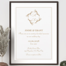 Elegante Invitación a la Boda en Monograma de Oro