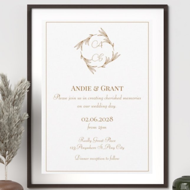 Elegante Invitación a la Boda en Monograma de Oro (Subido por el creador)