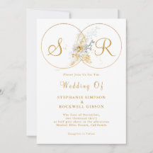 Elegante Invitación a la Boda en Monograma de Oro