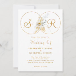 Elegante Invitación a la Boda en Monograma de Oro