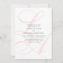 Elegante invitación a la boda en monograma rosa
