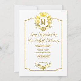 Elegante invitación a la boda Escudo Real de Oro d