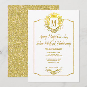 Elegante invitación a la boda Escudo Real de Oro d