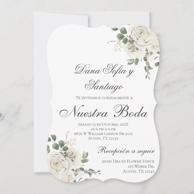 Elegante invitación a la boda española (Anverso)