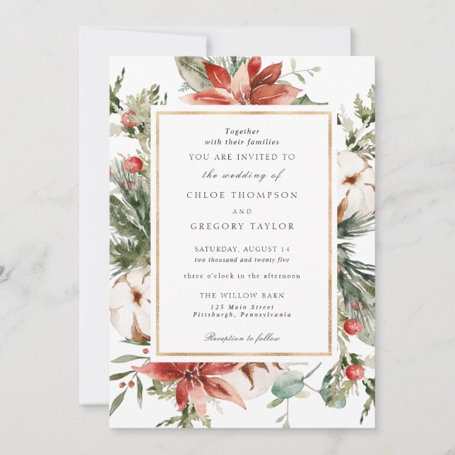Elegante Invitación a la Boda Evergreen de Inviern (Anverso)