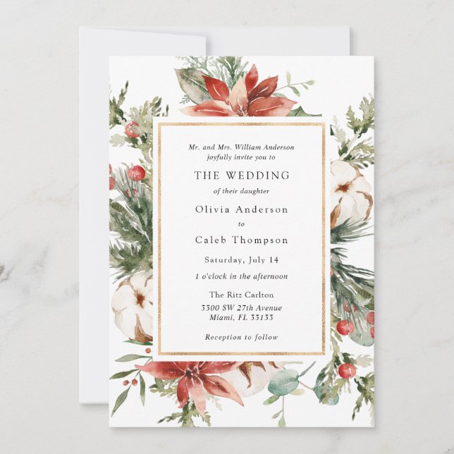Elegante Invitación a la Boda Evergreen de Inviern (Anverso)