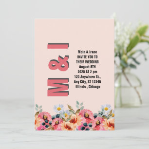 Elegante invitación a la boda floral