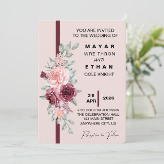 Elegante invitación a la boda floral