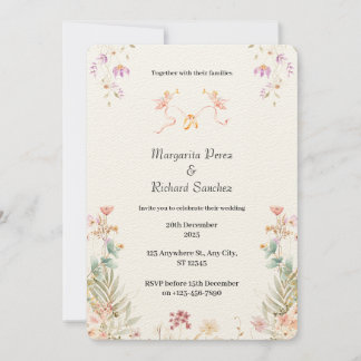 Elegante invitación a la boda floral