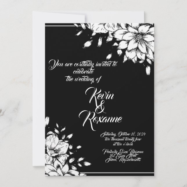 Elegante invitación a la boda floral (Anverso)