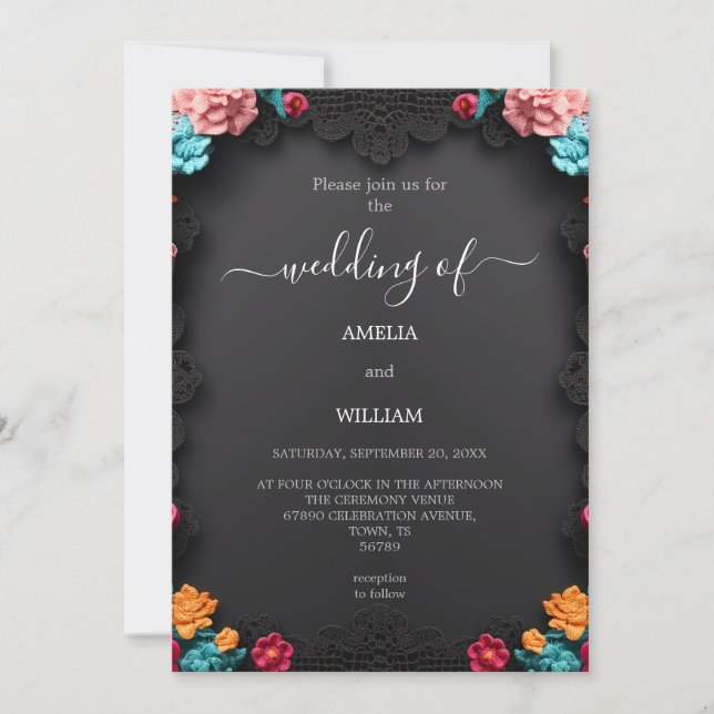 Elegante invitación a la boda floral (Anverso)