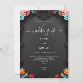 Elegante invitación a la boda floral