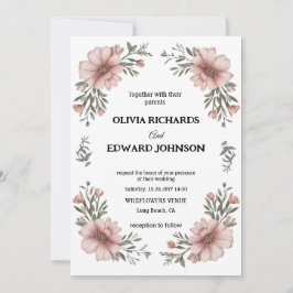 Elegante invitación a la boda floral