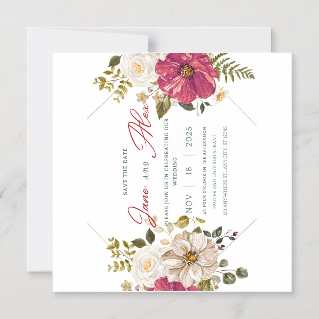 🌸 Elegante Invitación a la Boda Floral 🌸 (Anverso)