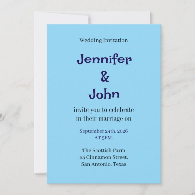 Elegante invitación a la boda floral (Anverso)