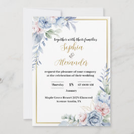 Elegante invitación a la boda floral