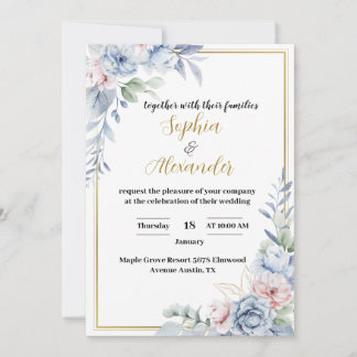 Elegante invitación a la boda floral