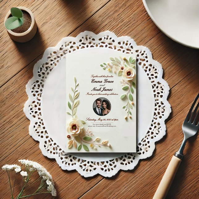 Elegante invitación a la boda floral (Subido por el creador)