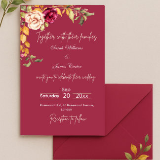 Elegante invitación a la boda floral