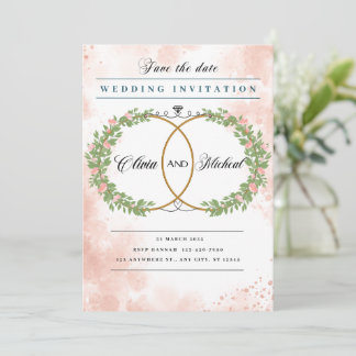 Elegante invitación a la boda floral