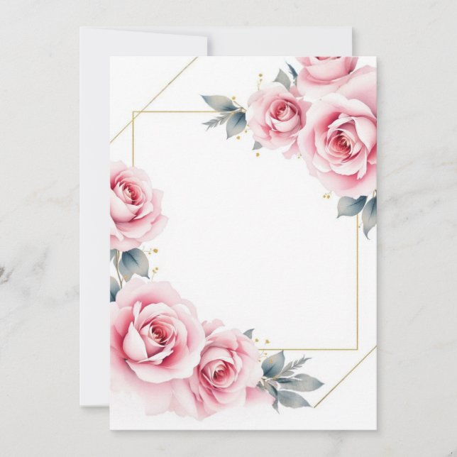 Elegante invitación a la boda floral (Anverso)