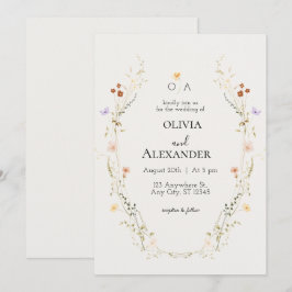 Elegante invitación a la boda floral