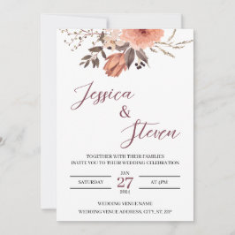 Elegante invitación a la boda floral