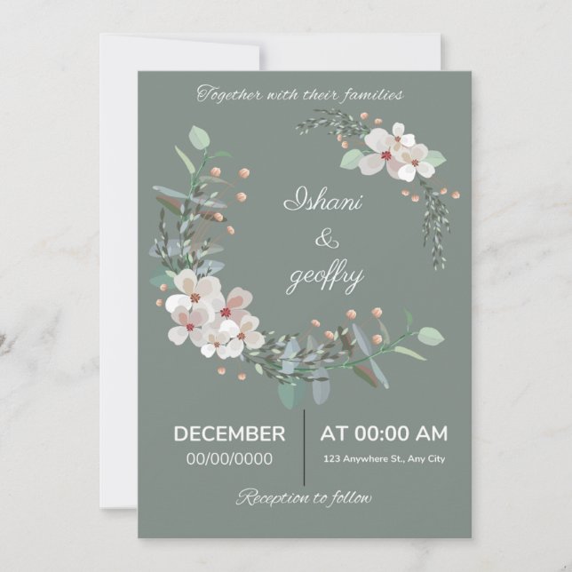 Elegante invitación a la boda floral (Anverso)