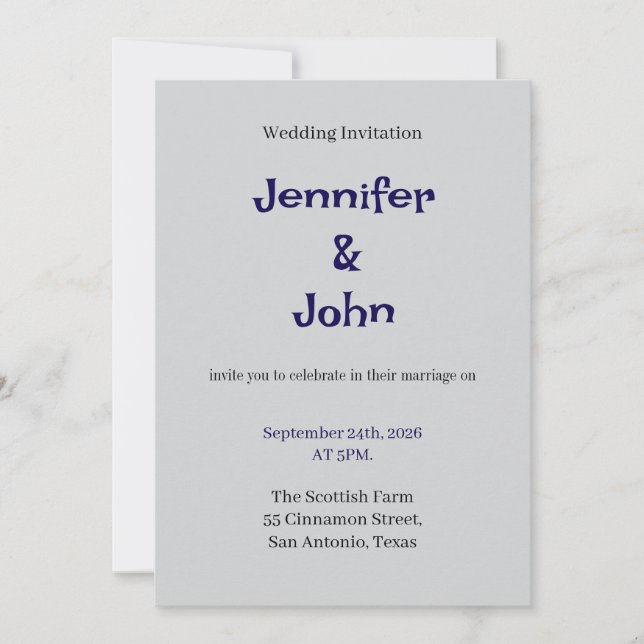 Elegante invitación a la boda floral (Anverso)