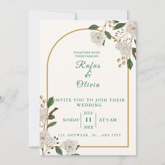 Elegante invitación a la boda floral arca | rústic (Anverso)
