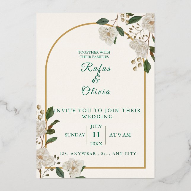 Elegante invitación a la boda floral arca | rústic (Anverso)