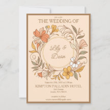 Elegante invitación a la boda floral Art Nouveau