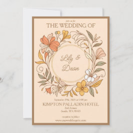 Elegante invitación a la boda floral Art Nouveau