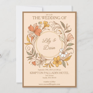 Elegante invitación a la boda floral Art Nouveau