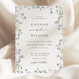 Elegante invitación a la boda floral azul
