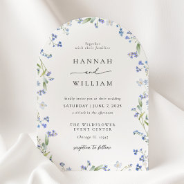 Elegante invitación a la boda floral azul