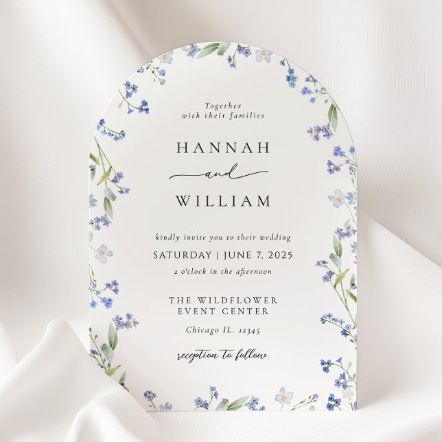 Elegante invitación a la boda floral azul (Subido por el creador)