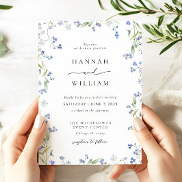 Elegante invitación a la boda floral azul
