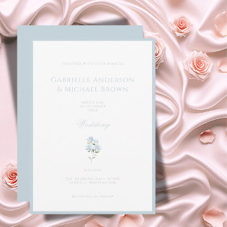 Elegante invitación a la boda floral azul