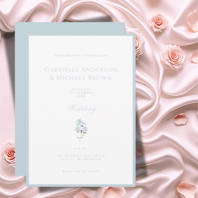 Elegante invitación a la boda floral azul (Subido por el creador)