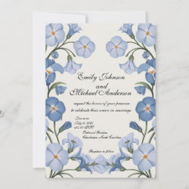 Elegante invitación a la boda floral azul